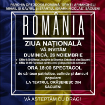 Duminică, 26 noiembrie, la Săcueni - Ziua Națională a României, sărbătorită în avans