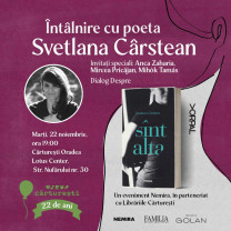 La Librăria Cărturești Oradea - Întâlnire cu poeta Svetlana Cârstean